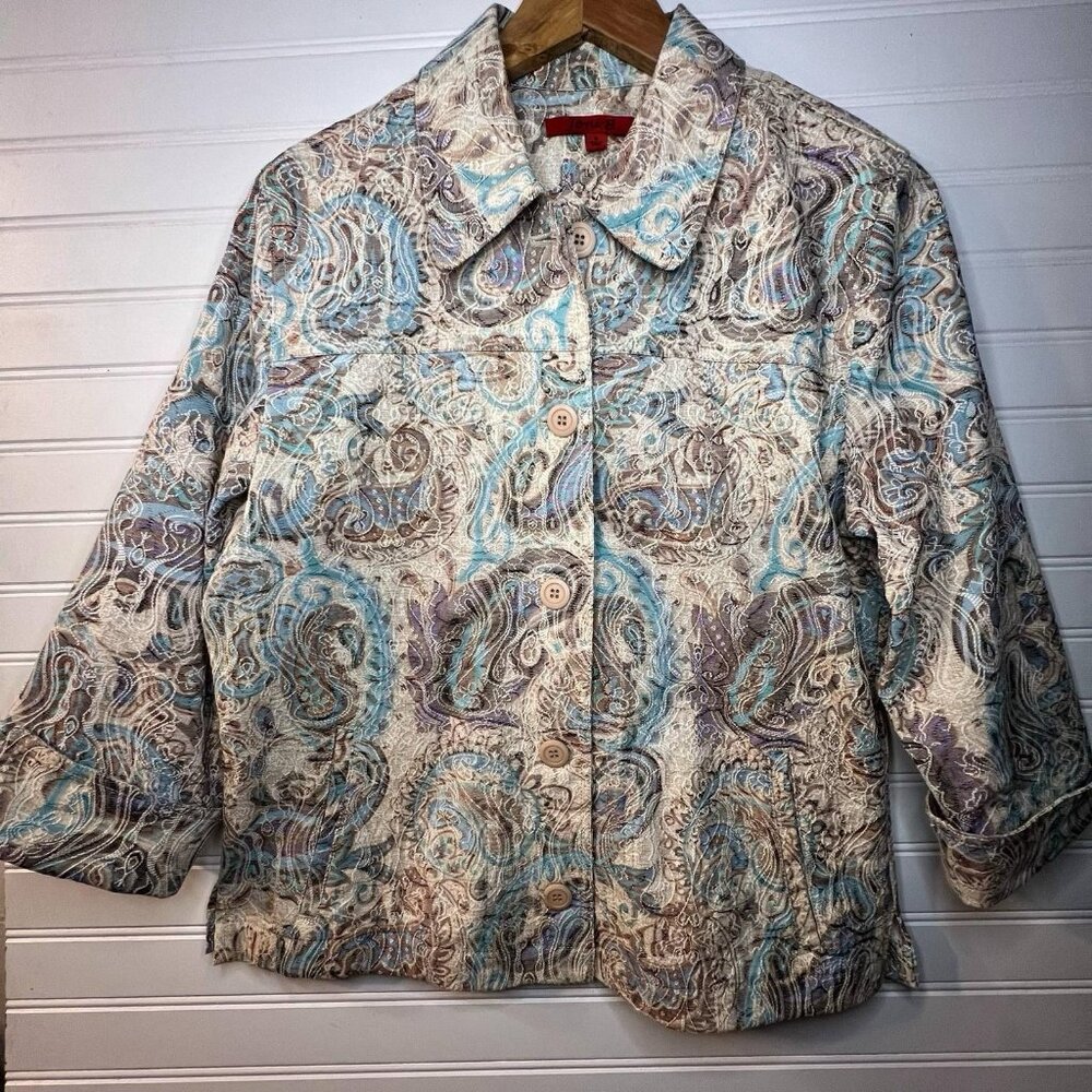 Joni B. Multicolor Textured Design Women’s Business Blazer Sz M Vintage